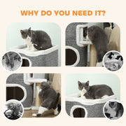 75 cm Cat Tree Tower With Scratching Post And Platforms For Indoor Cats, Grey AOSOM