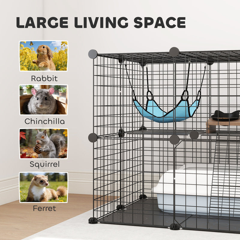 Modular Indoor Cat Enclosure with Climbing Ladder and Hammock for Secure Play Black AOSOM