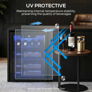 Wine Cooler for 16 Bottles with Double-Glass Door for Kitchens and Home Bars Black Homcom