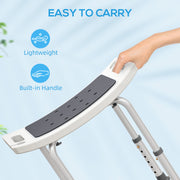 Height Adjustable Shower Stool With Padded Seat and Drainage Holes For Bathroom Use Grey