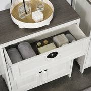 Antique White Bathroom Furniture Set with Adjustable Shelves and Storage Cabinets by Kleankin