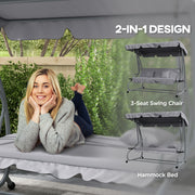 Three Seater Garden Swing Chair with Adjustable Canopy Light Grey by Outsunny