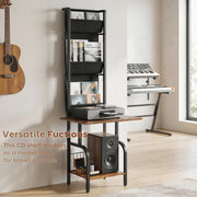 Record Player Stand with Vinyl and CD Storage for Organised Music Area Rustic Brown AOSOM