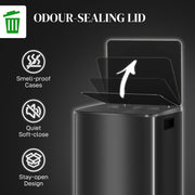 60L Dual Compartment Kitchen Recycling Bin with Deodoriser Holders Stainless Steel, Black