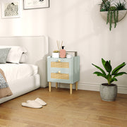 Light Blue Rattan Chest of Drawers with 2 Storage Drawers for Bedroom or Hallway