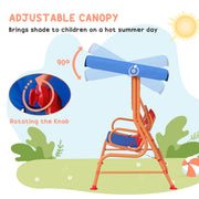 Kids Two Seater Garden Swing Chair with Canopy and Safety Harness for Outdoor Fun