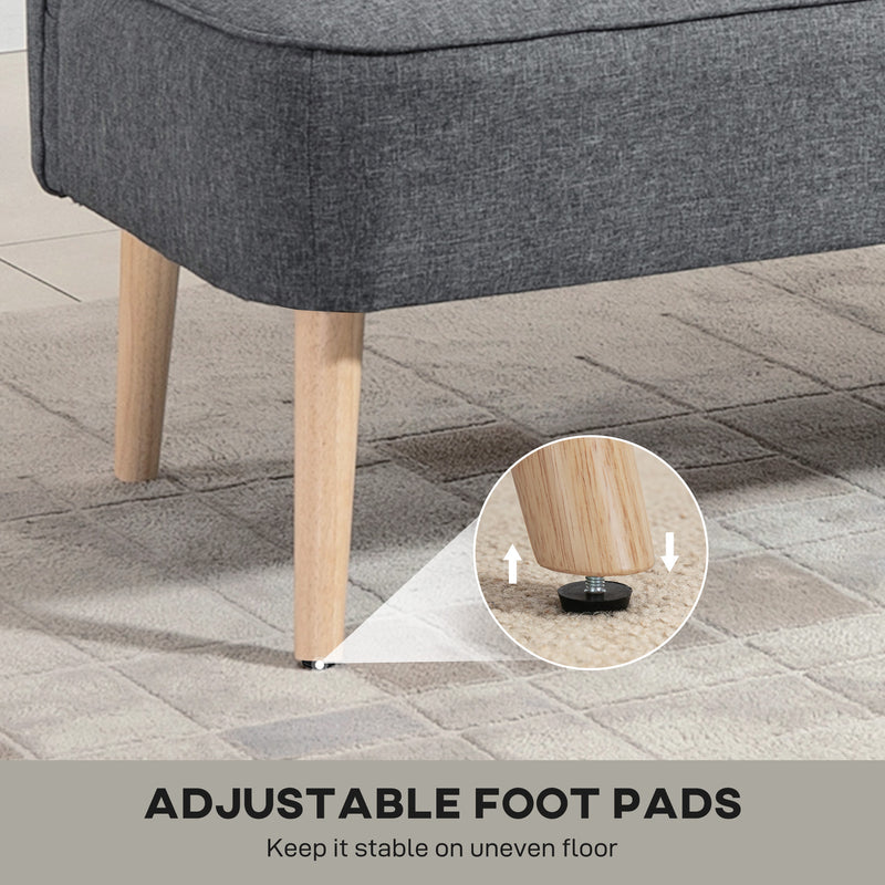 Loveseat Sofa for Small Spaces with Deep Cushions and Wooden Legs Grey AOSOM