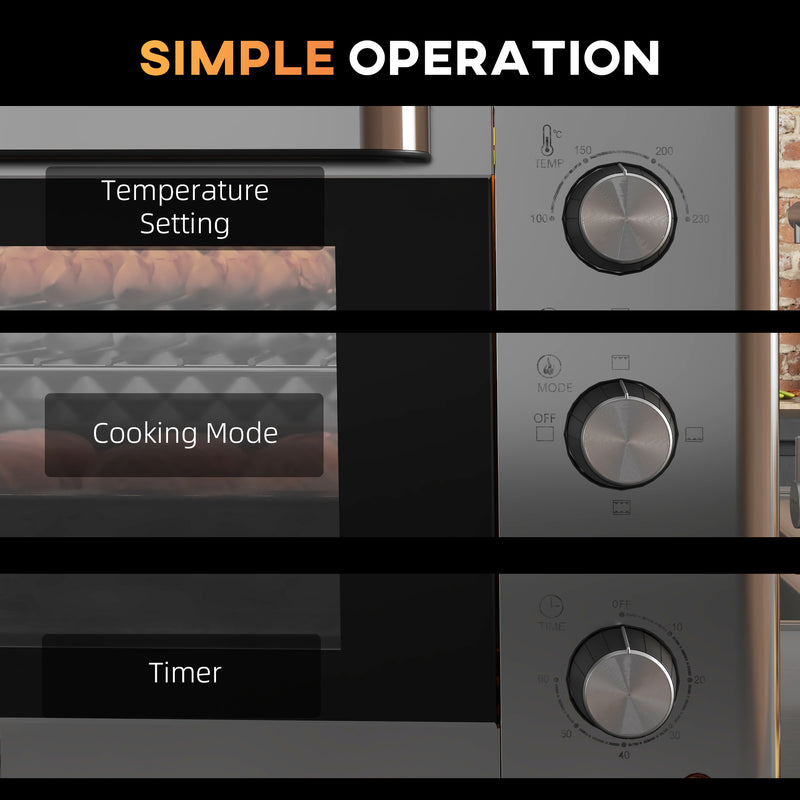 30L Mini Electric Oven with Adjustable Temperature and Accessories for Small Kitchens Silver