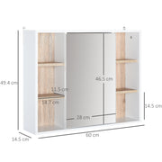 Wall Mounted Bathroom Mirror Cabinet With Adjustable Shelf For Extra Storage, White