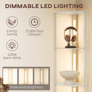 Modern Oak Corner Floor Lamp with Dimmable Warm White LED for Living Room or Bedroom