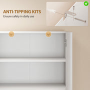 Tall Cupboard For Kitchen Storage with Adjustable Shelves and Soft Close Doors Modern White High Gloss 68x34x180cm Homcom
