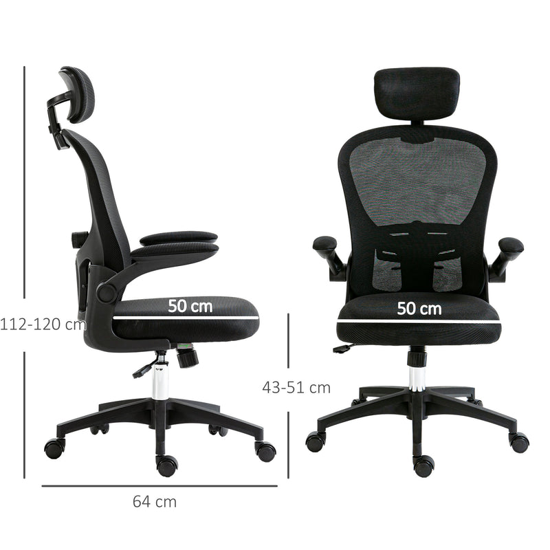Black Ergonomic Office Chair With Mesh Back Lumbar Support And Adjustable Headrest