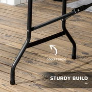 Folding 6 Seater Rectangular Garden Dining Table with HDPE Top and Steel Frame Charcoal Grey by Outsunny