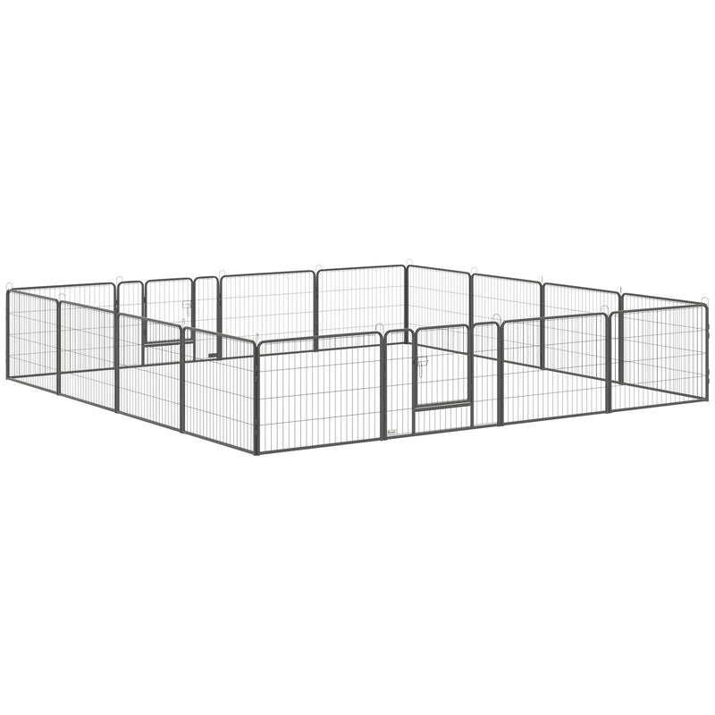 16 Panel Heavy Duty Puppy Playpen for Small Dogs Indoor and Outdoor Use Grey