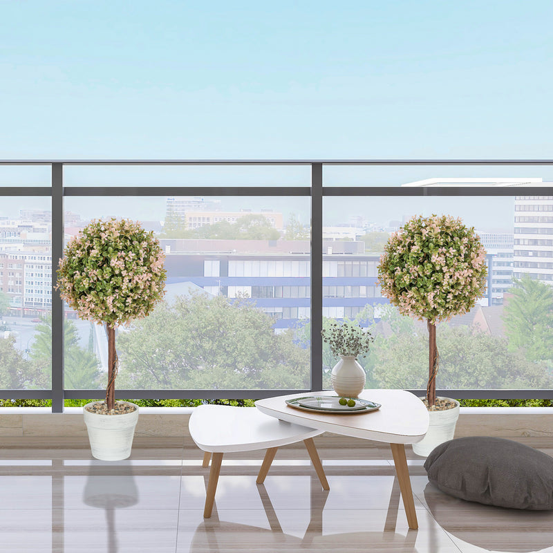 Set of 2 Artificial Murraya Plants 60cm Cream White for Indoor Outdoor Decor by HOMCOM