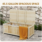 172L Outdoor Wooden Storage Box For Garden Tools And Cushions, Natural Wood AOSOM