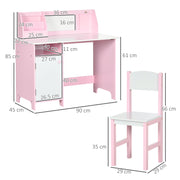 Kids Desk and Chair Set with Whiteboard and Storage Ideal for Learning and Play, Pink
