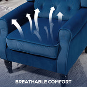 Retro Wingback Accent Chair With Button Tufting For Living Room Or Bedroom, Blue