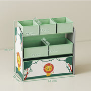 3 Tier Kids Toy Storage Unit With 6 Removable Bins For Bedroom Or Playroom Green 63 x 30 x 66cm