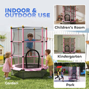 Kids 4.6ft Trampoline With Safety Enclosure For Indoor And Outdoor Play Pink AOSOM