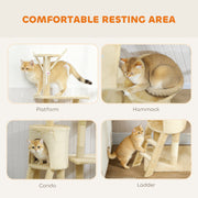 Multi Level Cat Tree With Condo And Sisal Scratching Posts For Indoor Kittens Beige AOSOM