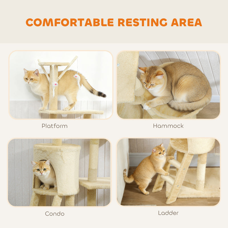 Multi Level Cat Tree With Condo And Sisal Scratching Posts For Indoor Kittens Beige AOSOM
