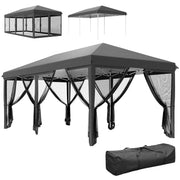 Black 3x6m Pop Up Garden Gazebo With Mesh Sidewalls and Carry Bag for Garden Parties by Outsunny