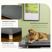 Dog Sofa with Wooden Legs and Water Resistant Cover for Medium and Large Dogs Grey