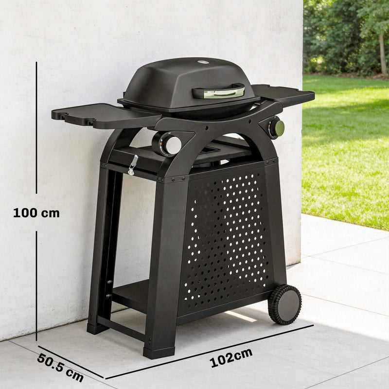 Portable 2-in-1 Gas Barbecue Trolley with 2 Burners for Flexible Outdoor Cooking, Black Outsunny