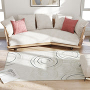 Machine Washable Swirl Pattern Area Rug for Living Room and Bedroom 170 x 120 cm, Cream White