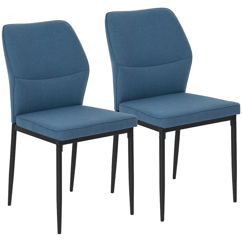 Blue Velvet Dining Chairs Set of 2 with Curved Back and Metal Legs for Dining Room