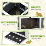 Wooden Tortoise Table With Lamp Holder and Pull Out Trays For Indoor Use, Grey