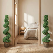Artificial Spiral Boxwood Trees Set of 2 for Easy Year Round Greenery Indoors or Outdoors Green AOSOM