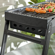 Portable Black Charcoal BBQ Grill with Folding Legs for Outdoor Cooking by Outsunny