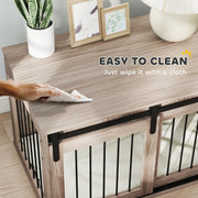 Large Dog Crate Furniture With Removable Cushion Doubles As Side Table, Brown