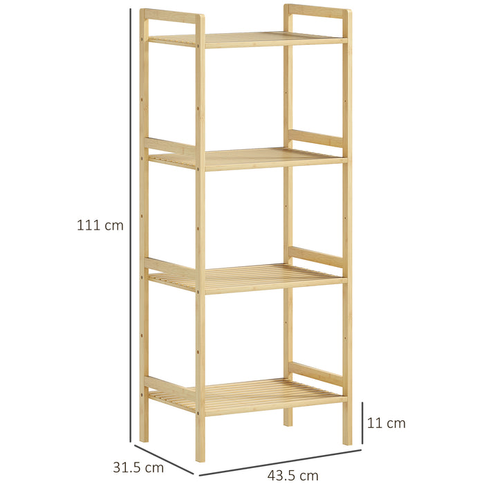 Four Tier Bamboo Adjustable Shelf Storage Unit for Home and Office by HOMCOM