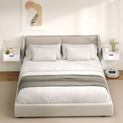 Floating Bedside Tables Set of 2 with Drawer and Shelf Space Saving Storage White AOSOM