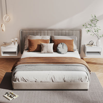 Floating Bedside Tables Set of 2 with Drawer and Shelf for Space Saving Bedroom Storage White AOSOM