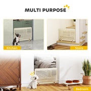 Freestanding Wooden Pet Gate for Small Dogs with Stable Feet 75 x 51 cm Natural Wood AOSOM