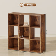 3 Tier 9 Cube Storage Unit With Cupboard Ideal For Home Office Organisation Rustic Brown