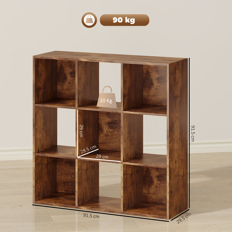 3 Tier 9 Cube Storage Unit With Cupboard Ideal For Home Office Organisation Rustic Brown