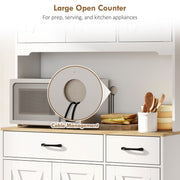 Kitchen Storage Cabinet with Adjustable Shelves and Barn Doors for Organised Cooking Natural Wood White AOSOM