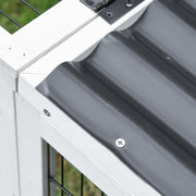 Wooden Hutch and Run for Guinea Pigs and Small Rabbits Indoor Outdoor Use Grey AOSOM