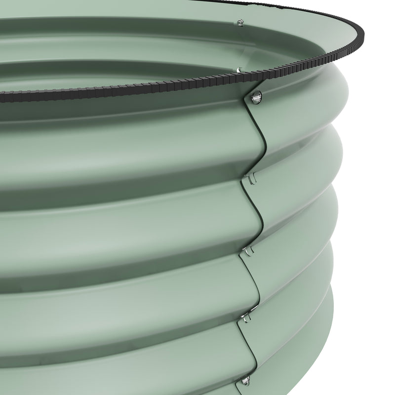 Set of 2 Green Metal Raised Garden Beds With Safety Edging Ideal for Growing Vegetables