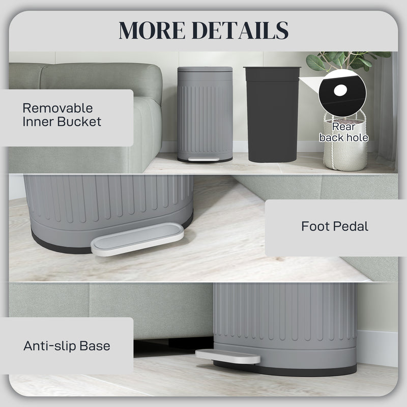 Grey 30L Metal Kitchen Bin with Soft Close Lid by HOMCOM