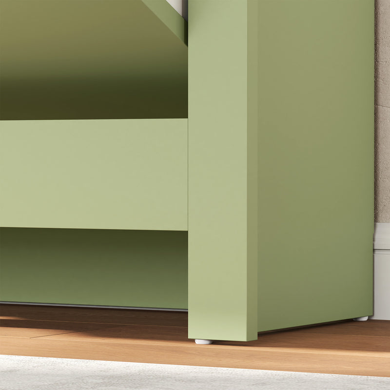 Green Slim Shoe Cabinet with 2 Flip Drawers and Adjustable Shelves for Hallway Storage 72x26x80cm