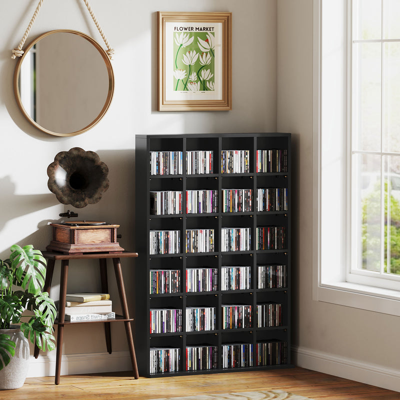 Black CD Storage Unit with Adjustable Shelves 89 x 130.5 cm by HOMCOM