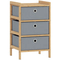 Slim Chest of Drawers for Small Bedrooms with 3 Fabric Storage Drawers Natural Finish AOSOM