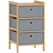 Slim Chest of Drawers for Small Bedrooms with 3 Fabric Storage Drawers Natural Finish AOSOM