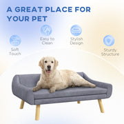 Dog Sofa Bed with Wooden Frame and Removable Cushion for Medium and Large Dogs Grey